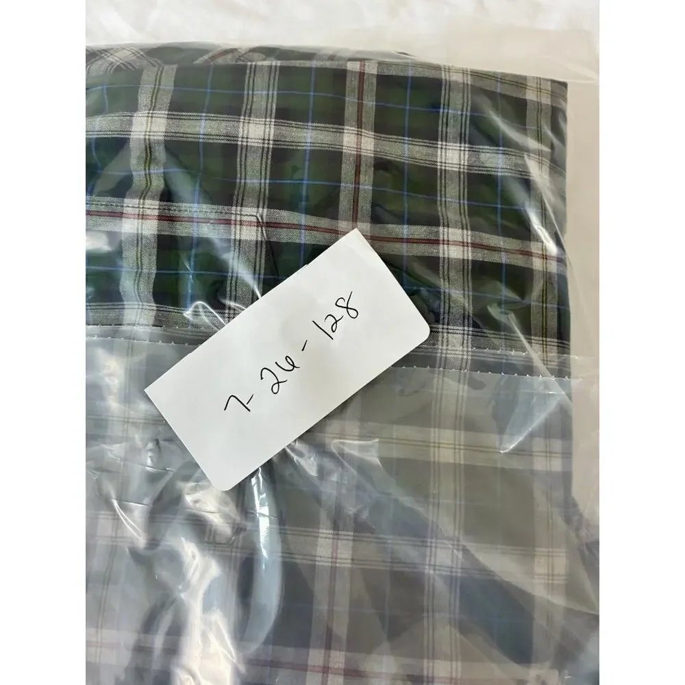 J. CREW Green Plaid Oxford Mens L 100% Heathered Cotton